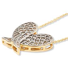 "As Is" Colleen Lopez 18" 1/4ctw Diamond Angel Wings Drop Necklace