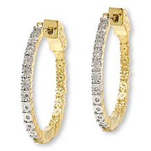"As Is" Colleen Lopez 1/8ctw White Diamond Inside-Outside Hoop Earring