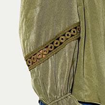 "As Is" Colleen Lopez Balloon Sleeve Blouse with Chain Detail