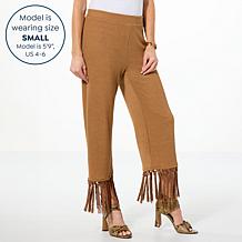 "As Is" Colleen Lopez Cropped Pant with Knotted Fringe Hem