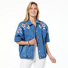 "As Is" Colleen Lopez Embroidered Denim Jacket