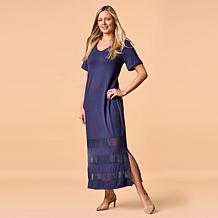 "As Is" Colleen Lopez EveryWear Mesh Insert Maxi Dress