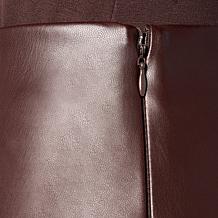 "As Is" Colleen Lopez Faux Leather Midi Skirt with Fringe