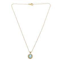"As Is" Colleen Lopez Gemstone Scalloped Halo Pendant with Chain