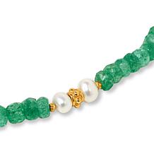 "As Is" Colleen Lopez Green Quartz & Freshwater Pearl Beaded Necklace