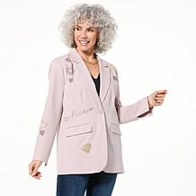 "As Is" Colleen Lopez Heat Set Heart Woven Blazer