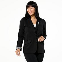 "As Is" Colleen Lopez Knit Blazer with Jeweled Sleeve