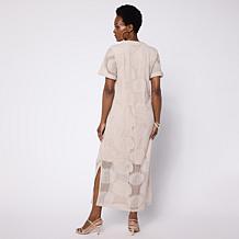 "As Is" Colleen Lopez Knit Crochet V-Neck Maxi Dress