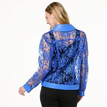 "As Is" Colleen Lopez Mesh Jacket with Faux Leather Trim
