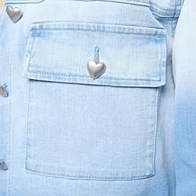 "As Is" Colleen Lopez Ombre Denim Fringe Trim Button-Front Jacket