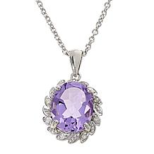 "As Is" Colleen Lopez Oval Gemstone Diamond Halo Pendant with Chain