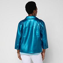 "As Is" Colleen Lopez Pearlized Faux Leather Jacket 