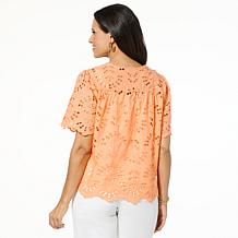 "As Is" Colleen Lopez Relaxed Eyelet Shirt Jacket