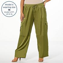 "As Is" Colleen Lopez Satin Pull-On Cargo Pant