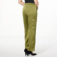 "As Is" Colleen Lopez Satin Pull-On Cargo Pant