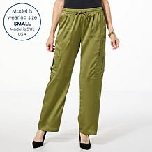 "As Is" Colleen Lopez Satin Pull-On Cargo Pant