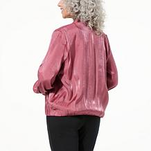 "As Is" Colleen Lopez Shine Bubble Hem Bomber Jacket