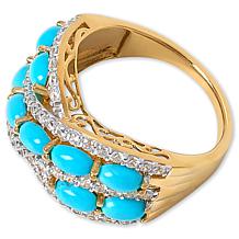 "As Is" Colleen Lopez Silver Exotic Gem & White Zircon Crossover Ring