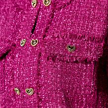 "As Is" Colleen Lopez Tweed Jacket with Decorative Heart Buttons