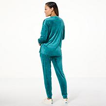 "As Is" Comfort Code 2-piece Luxe Lounge Velour Foil Knit Jogger Set