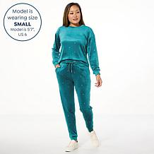 "As Is" Comfort Code 2-piece Luxe Lounge Velour Foil Knit Jogger Set