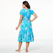 "As Is" Comfort Code Jersey Knit Belted Tiered-Hem Midi Dress