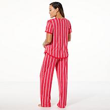 "As Is" Comfort Code Peached Jersey Knit 2-piece Ruffle-Trim Pajama...