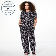 "As Is" Comfort Code Peached Jersey Knit 2-piece Ruffle-Trim Pajama...