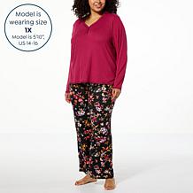 "As Is" Comfort Code Soft Ribbed Knit Contrast Stitch PJ Set