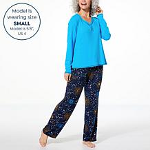 "As Is" Comfort Code Soft Ribbed Knit Contrast Stitch PJ Set