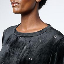 "As Is" Comfort Code Velour Knit Foil Trim Tunic and Legging Set