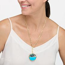 "As Is" Connie Craig Carroll Jwlry Jules Double-Gem Crcle Pndnt Ncklce