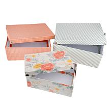 "As Is" Craft Buddy Antique Floral Stacking Storage Boxes 3-piece Set