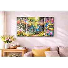"As Is" Craft Buddy Crystal Art Bicycle Garden Canvas Triptych