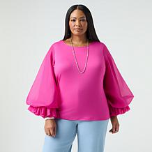 "As Is" CS Knit Top Mixed Media Sleeve