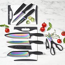 "As Is" Cuisinart 14-piece Iridescent Knife and Cutting Board Set