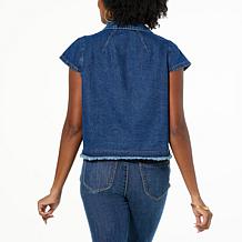 "As Is" Democracy Cap Sleeve Cropped Denim Vest