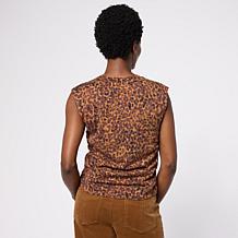 "As Is" Democracy High Round Neck Sleeveless Printed Sweater