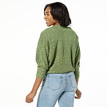 "As Is" Democracy Tie-Front Crocheted Cardigan