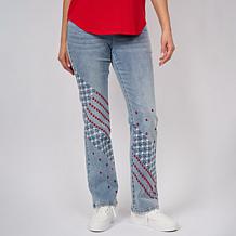 "As Is" DG2 by Diane Gilman Americana Embroidered Bootcut Jean