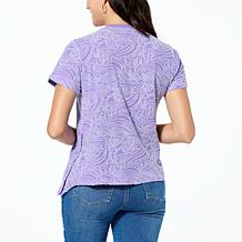 "As Is" DG2 by Diane Gilman Burnout Tee with Snap Detail
