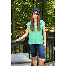 "As Is" DG2 by Diane Gilman CDC Sleeveless Button Down Top