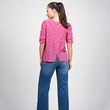 "As Is" DG2 by
Diane Gilman Corded Lace Puff Sleeve Easy Top