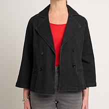 "As Is" DG2 by Diane Gilman Dream Drape Denim Double-Breasted Jacket