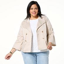 "As Is" DG2 by Diane Gilman Dream Drape Denim Double-Breasted Jacket