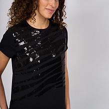 "As Is" DG2 by Diane Gilman Everyday Jersey Cap-Sleeve Top