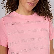 "As Is" DG2 by Diane Gilman Everyday Jersey Crewneck Embellished Tee