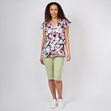 "As Is" DG2 by Diane Gilman Everyday Jersey Flutter Sleeve Asymmetr...