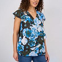 "As Is" DG2 by Diane Gilman Everyday Jersey Flutter Sleeve Asymmetr...