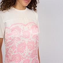 "As Is" DG2 by Diane Gilman Everyday Jersey Knit Scarf Print Top